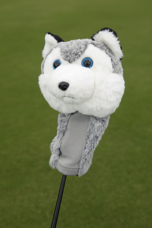 Wolf dog club head cover unique golf gift idea for dog lover