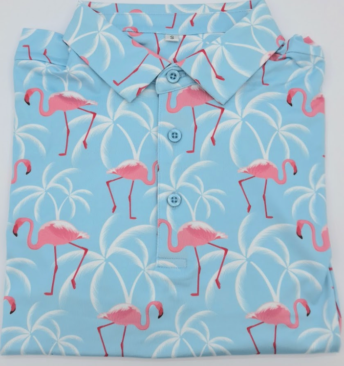 Flamingo pattern golf shirt gift