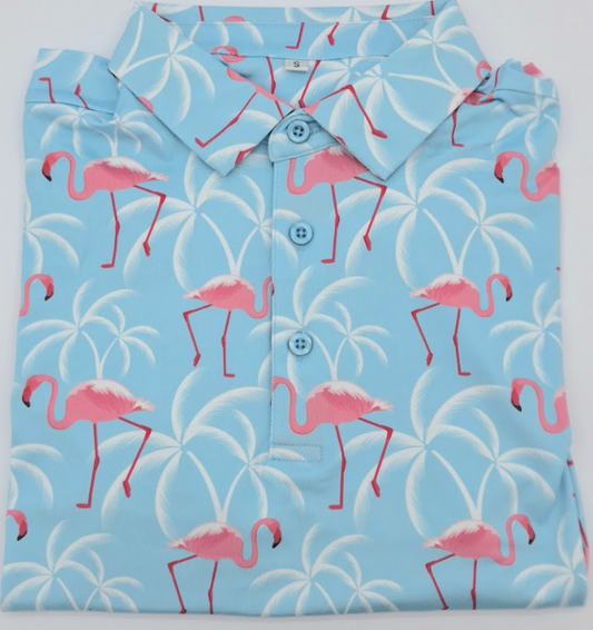 Flamingo pattern golf shirt gift