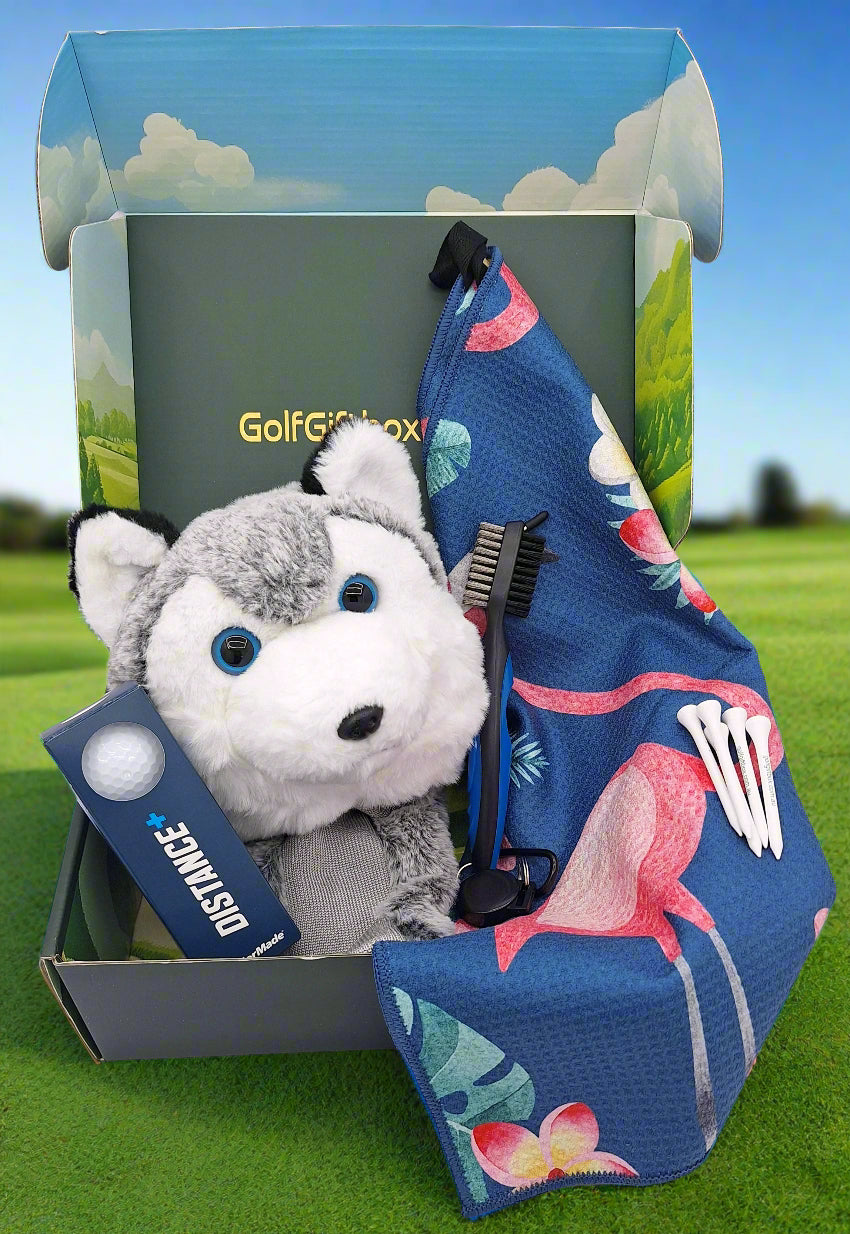 Golft gift box with Wolf driver head cover and golf towel