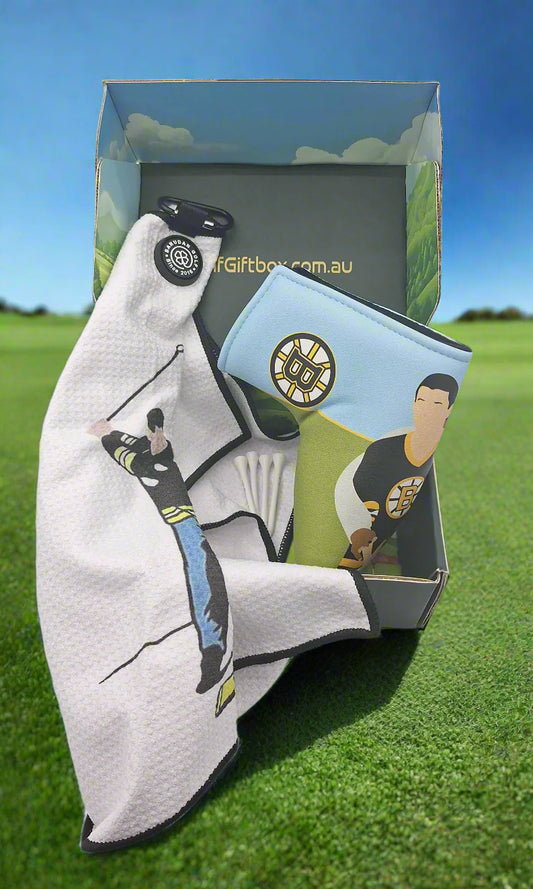 Happy Gilmore Golf Gift Box with All in the hips Putter cover and golf towel golf gifts