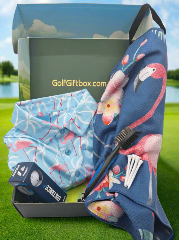 Golf gift box with Golf shirt and golf towel