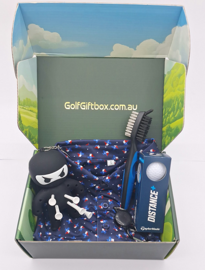 Golf gift box with Texas pattern golf shirt and tee holder golf prizes