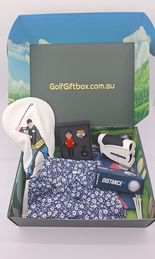 Golf gift box with flower pattern golf shirt and rangefinder golf prizes
