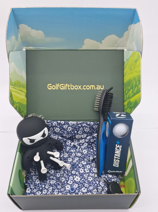 Golf gift box with golf shirt and tee holder golf prizes