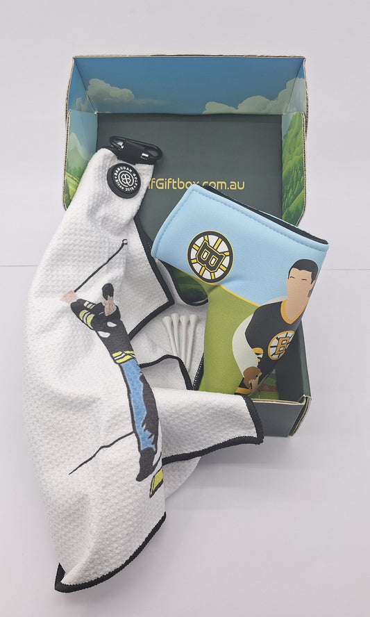 Happy Gilmore Golf Gift Box with All in the hips Putter cover and golf towel golf gifts